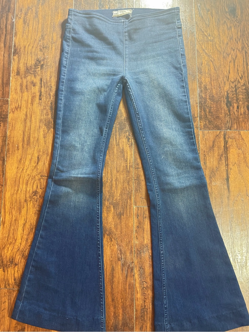 Free People High-Rise Blue Flare Jeans - Picture 5 of 9